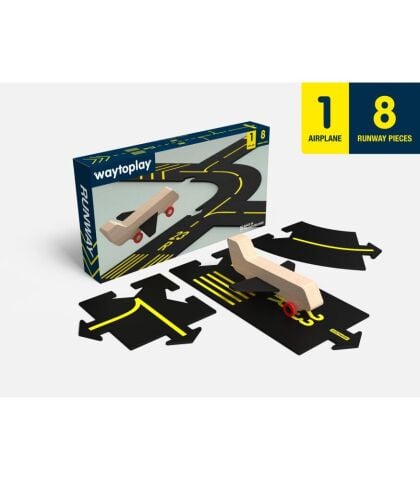 Waytoplay - Runway - 9 Parça (1 Uçak + 8 Yol)