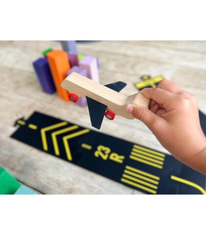 Waytoplay - Runway - 9 Parça (1 Uçak + 8 Yol)