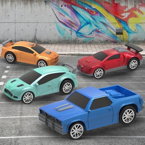 Driven 4'lü Çek-Bırak Araba Seti - Turkuaz/Turuncu/Mavi/Kırmızı