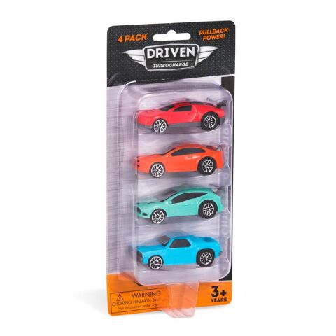 Driven 4'lü Çek-Bırak Araba Seti - Turkuaz/Turuncu/Mavi/Kırmızı