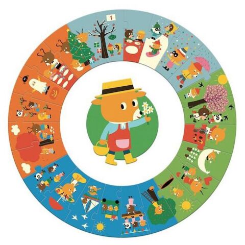 Djeco Yuvarlak Puzzle 24 Parçalı Yapboz / Bir Yıl