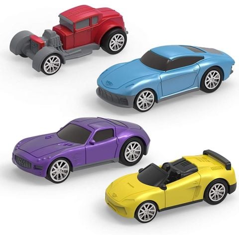 Driven 4'lü Çek-Bırak Araba Seti - Mavi/Kırmızı/Mor/Sarı