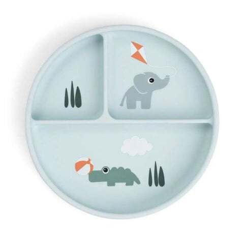 Done by Deer - Playground - Vakumlu Bölmeli Silikon Tabak - Mavi