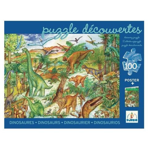 Djeco Dev Puzzle 100 Parçalı Yapboz / Dinosaurs - Booklet