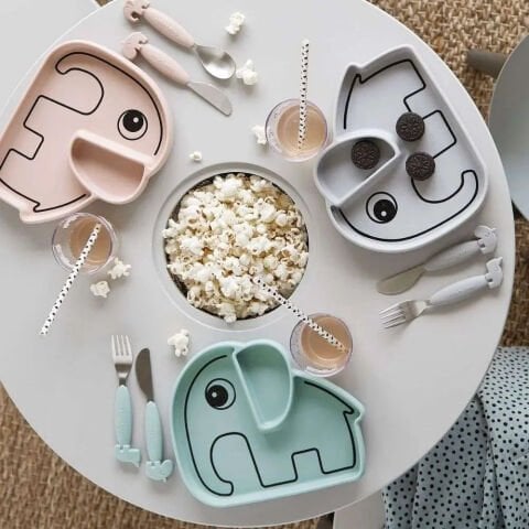 Done by Deer - Elphee - Vakumlu Bölmeli Silikon Tabak - Mavi