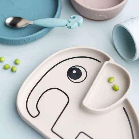 Done by Deer - Elphee - Vakumlu Bölmeli Silikon Tabak - Bej