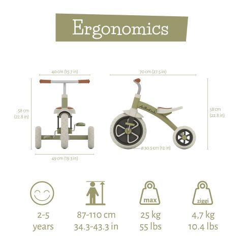 Chillafish - Ziggi - Üç Tekerlekli Bisiklet (12 inç) - Olive