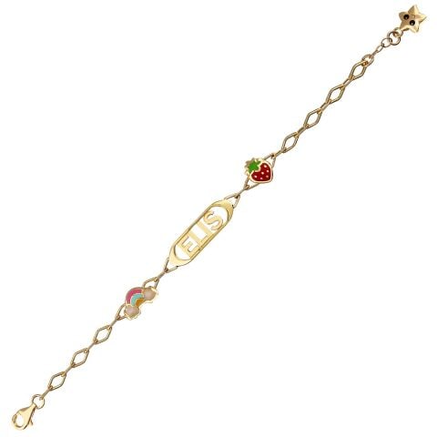 Kişiselleştirilebilir İsimli Altın Çilek-Bulut Çocuk Bileklik