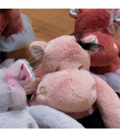 Doudou Tütülü Pembe Hipopotam 22 cm