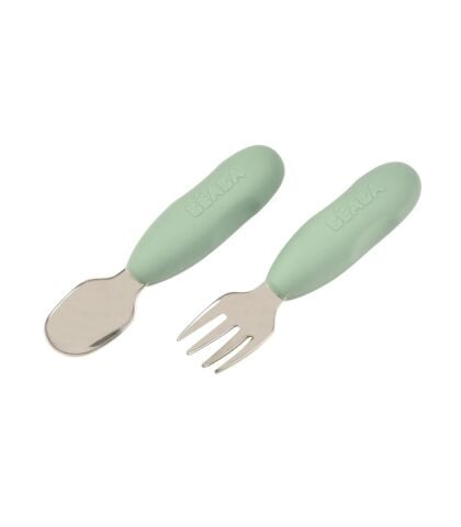 Beaba Paslanmaz Çelik Çatal Kaşık Seti - Sage Green