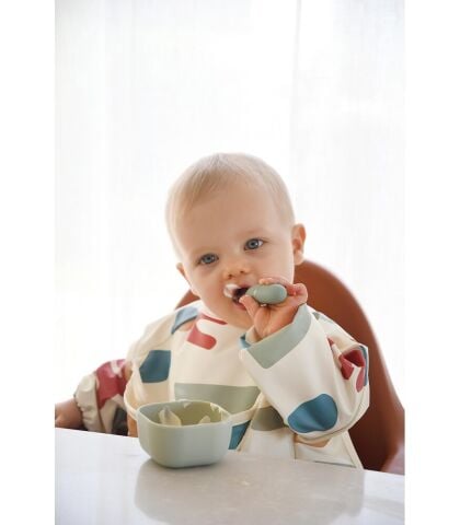 Beaba Paslanmaz Çelik Çatal Kaşık Seti - Sage Green