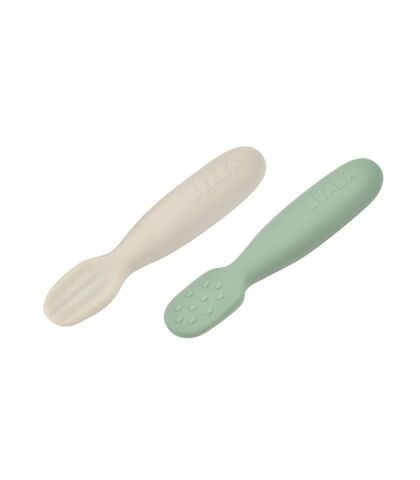 Beaba Silikon Kaşık Seti - Sage Green & Velvet Grey