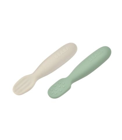 Beaba Silikon Kaşık Seti - Sage Green & Velvet Grey