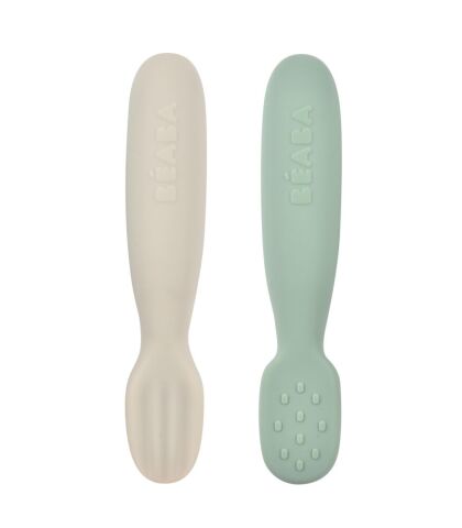 Beaba Silikon Kaşık Seti - Sage Green & Velvet Grey
