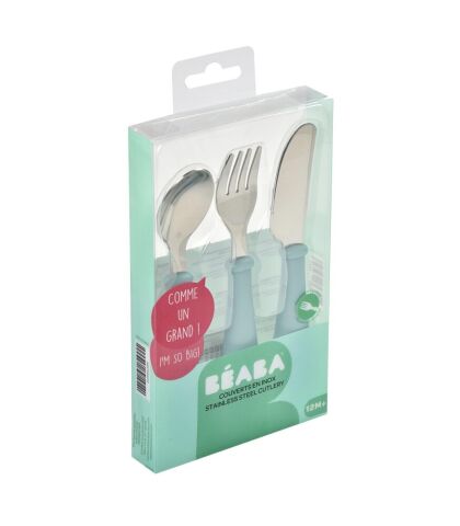 Beaba - Paslanmaz Çelik Çatal Bıçak Kaşık Seti -Airy Green