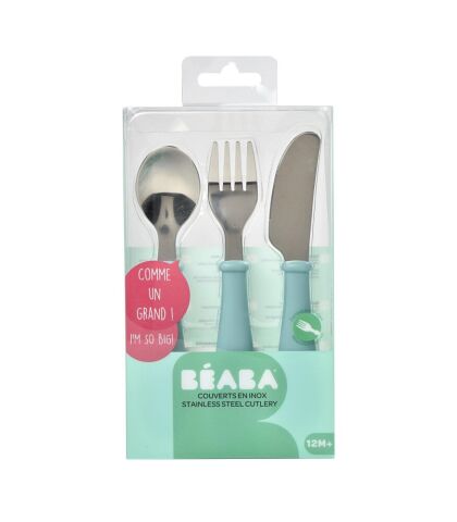 Beaba - Paslanmaz Çelik Çatal Bıçak Kaşık Seti -Airy Green
