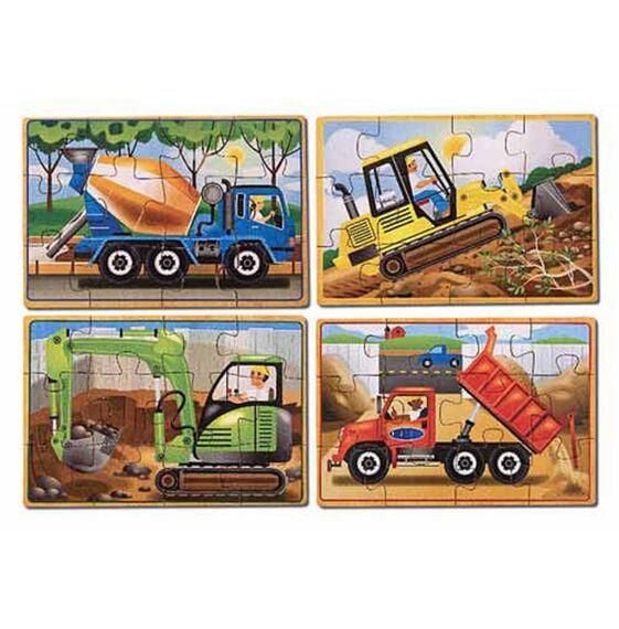 Melissa&Doug Ahşap 12x4 Puzzle Seti - İnşaat Araçları Yapbozu