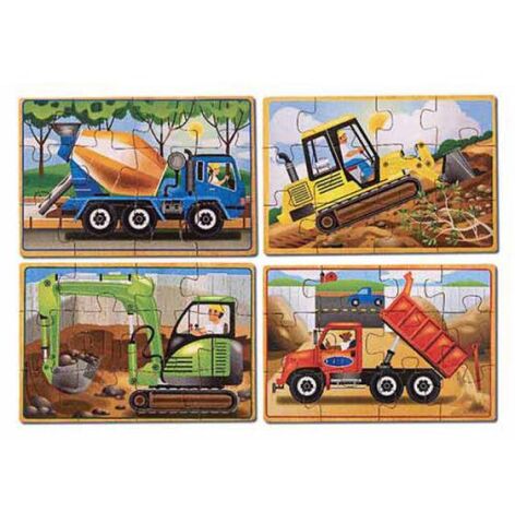 Melissa&Doug Ahşap 12x4 Puzzle Seti - İnşaat Araçları Yapbozu