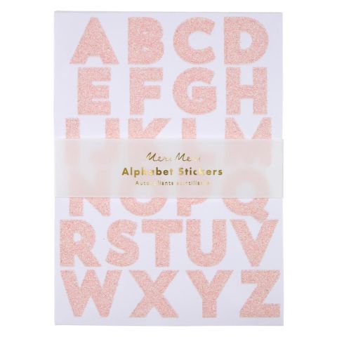 Meri Meri - Pink Glitter Alphabet Sticker Sheets - Pembe Simli Alfabe Çıkartmaları