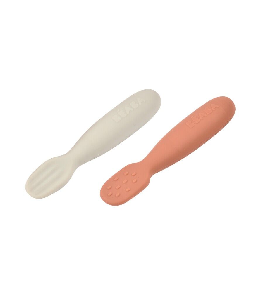 Beaba Silikon Kaşık Seti - Terracotta & Velvet Grey