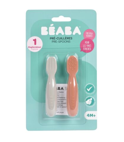 Beaba Silikon Kaşık Seti - Terracotta & Velvet Grey