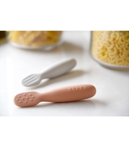 Beaba Silikon Kaşık Seti - Terracotta & Velvet Grey
