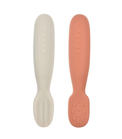 Beaba Silikon Kaşık Seti - Terracotta & Velvet Grey