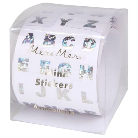 Meri Meri - Mini Sparkly Silver Foil Alphabet Stickers - Gümüş Simli Alfabe Mini Rulo Çıkartmalar