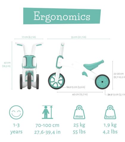 Chillafish - Bunzi - Denge Bisikleti - Mint - 2 si 1 arada