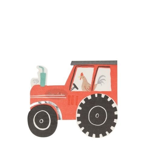 Meri Meri - On The Farm Tractor Napkins - Traktör Peçete - 16'lı