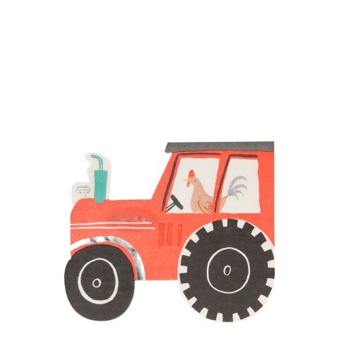 Meri Meri - On The Farm Tractor Napkins - Traktör Peçete - 16'lı