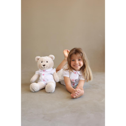 Luna Mia Pure White Girl Sleeve Uyku Arkadaşlı Çocuk Pijama Takımı