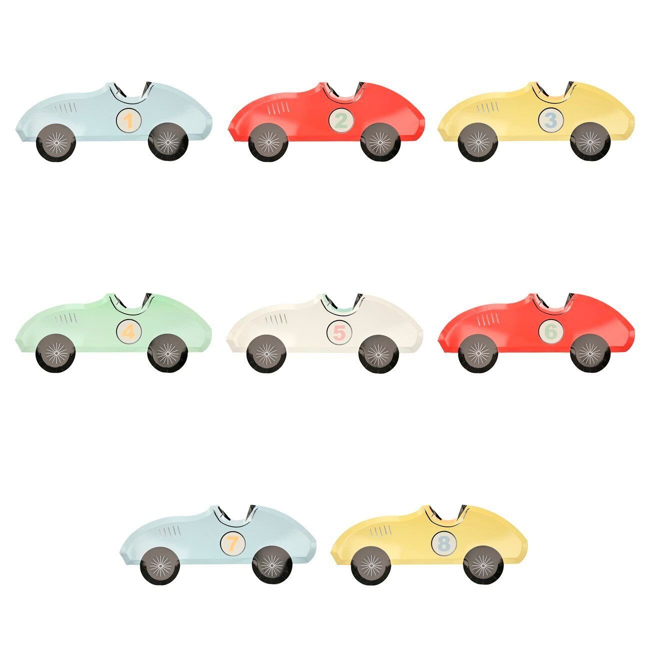 Meri Meri - Race Car Plates - Yarış Arabası Tabak - 8'li