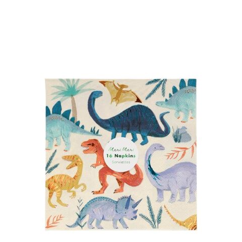 Meri Meri - Dinosaur Napkins - Dinozor Peçete - L - 16'Lı