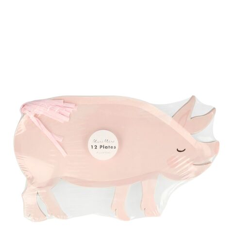 Meri Meri - On The Farm Pig Plates - Domuz Tabak - 12'li