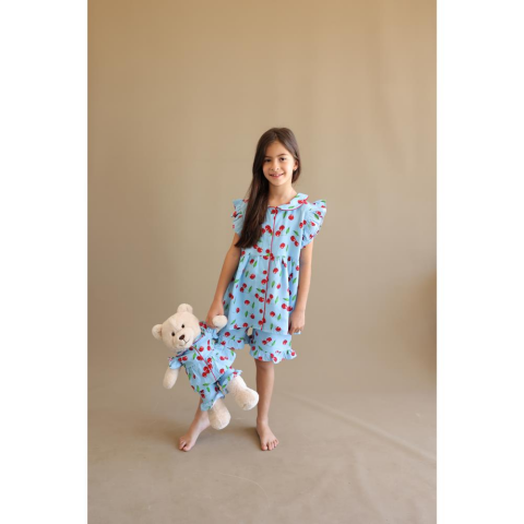 Luna Mia Summer Cherry Sleeve Uyku Arkadaşlı Çocuk Pijama Takımı