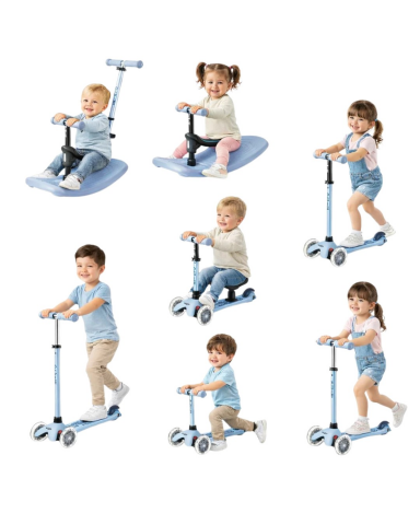 Micro - Mini 6 in 1 Deluxe Rock and Go LED Scooter - Ocean Slate