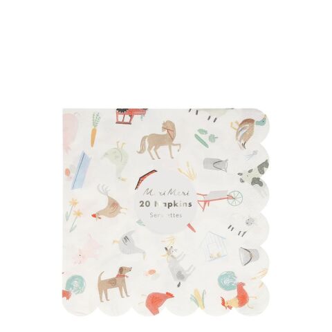 Meri Meri - On The Farm Napkins - Çiftlik Peçete - L - 20'Li