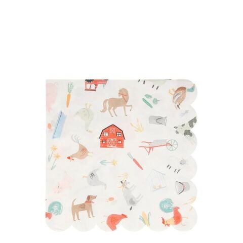 Meri Meri - On The Farm Napkins - Çiftlik Peçete - L - 20'Li
