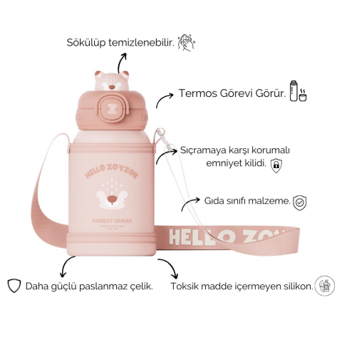 Zoyzoii Animal Serisi Çelik Termos Su Matarası / Fox