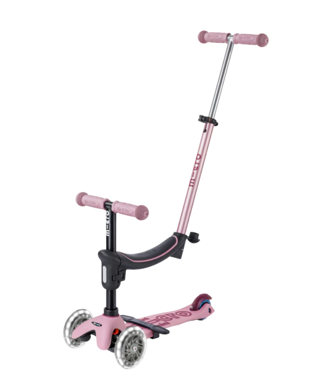 Micro - Mini 6 in 1 Deluxe Rock and Go LED Scooter - Dusty Rose
