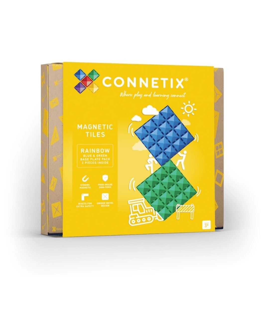 Connetix Rainbow Blue & Green Base Plate Manyetik Bloklar - 2 Parça