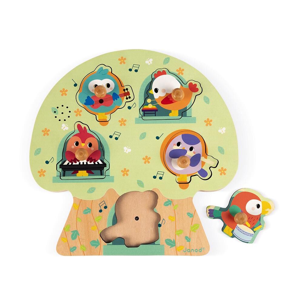 Janod Ahşap Müzikli Puzzle - Birdy Party / Musical Wooden Puzzle