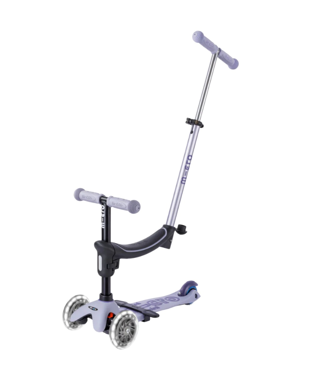 Micro - Mini 6 in 1 Deluxe Rock and Go LED Scooter - Lavender Mist