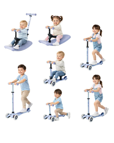 Micro - Mini 6 in 1 Deluxe Rock and Go LED Scooter - Lavender Mist