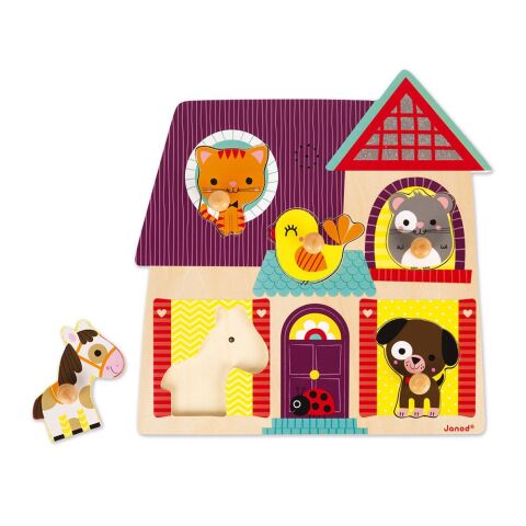 Janod Ahşap Müzikli Puzzle - My Little Friends / Musical Puzzle