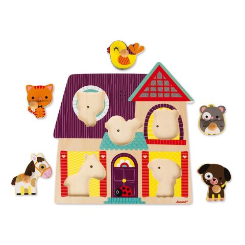 Janod Ahşap Müzikli Puzzle - My Little Friends / Musical Puzzle