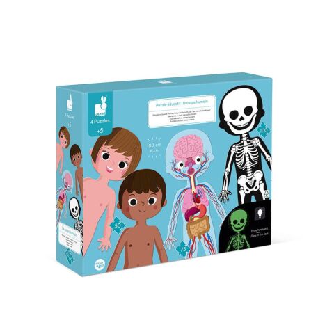 Janod Öğretici Puzzle - İnsan Vücudu 4'lü Set / Human Body