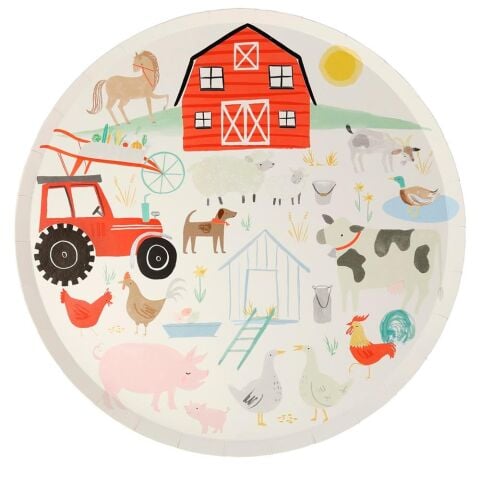 Meri Meri - On The Farm Dinner Plates - Çiftlik Tabak - 8'Li
