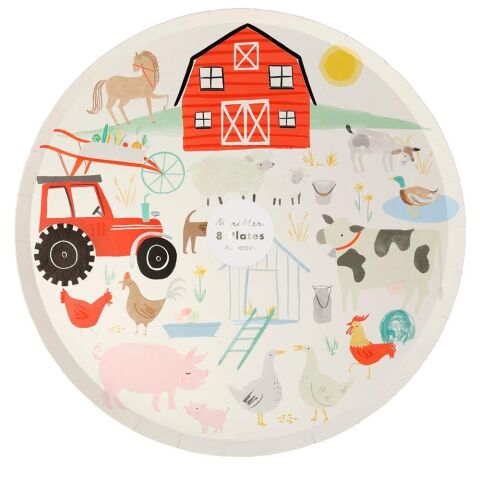 Meri Meri - On The Farm Dinner Plates - Çiftlik Tabak - 8'Li